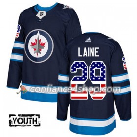 Adidas Maillot de Hockey Winnipeg Jets Patrik Laine 29 2017-2018 Bleu Marine USA Flag Fashion Authentic - Enfant